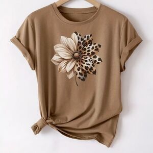 Floral Graphic Women's Top - Brown